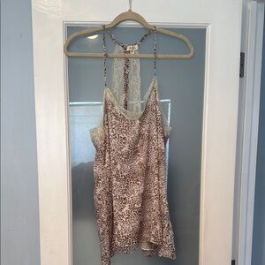 POL Leopard Print Lace Trim Cami Top NWOT🔥